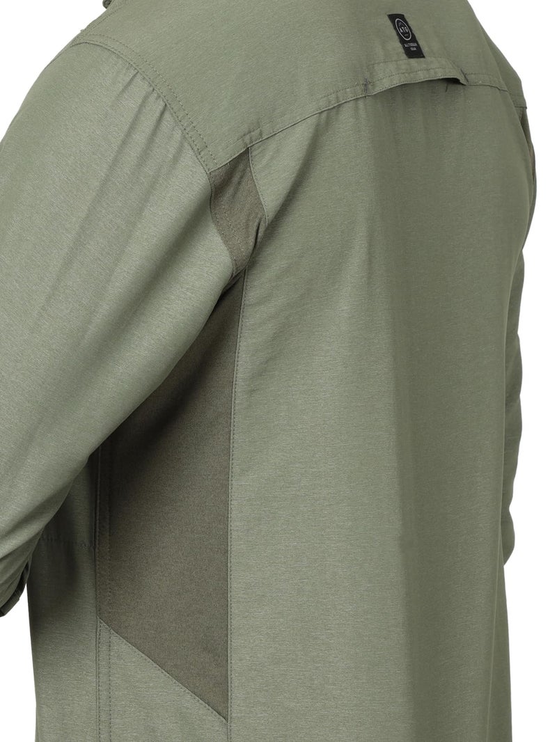 ATG by Wrangler mens Long Sleeve Mixed Material Shirt, Dusty Olive, Large US - Image 5
